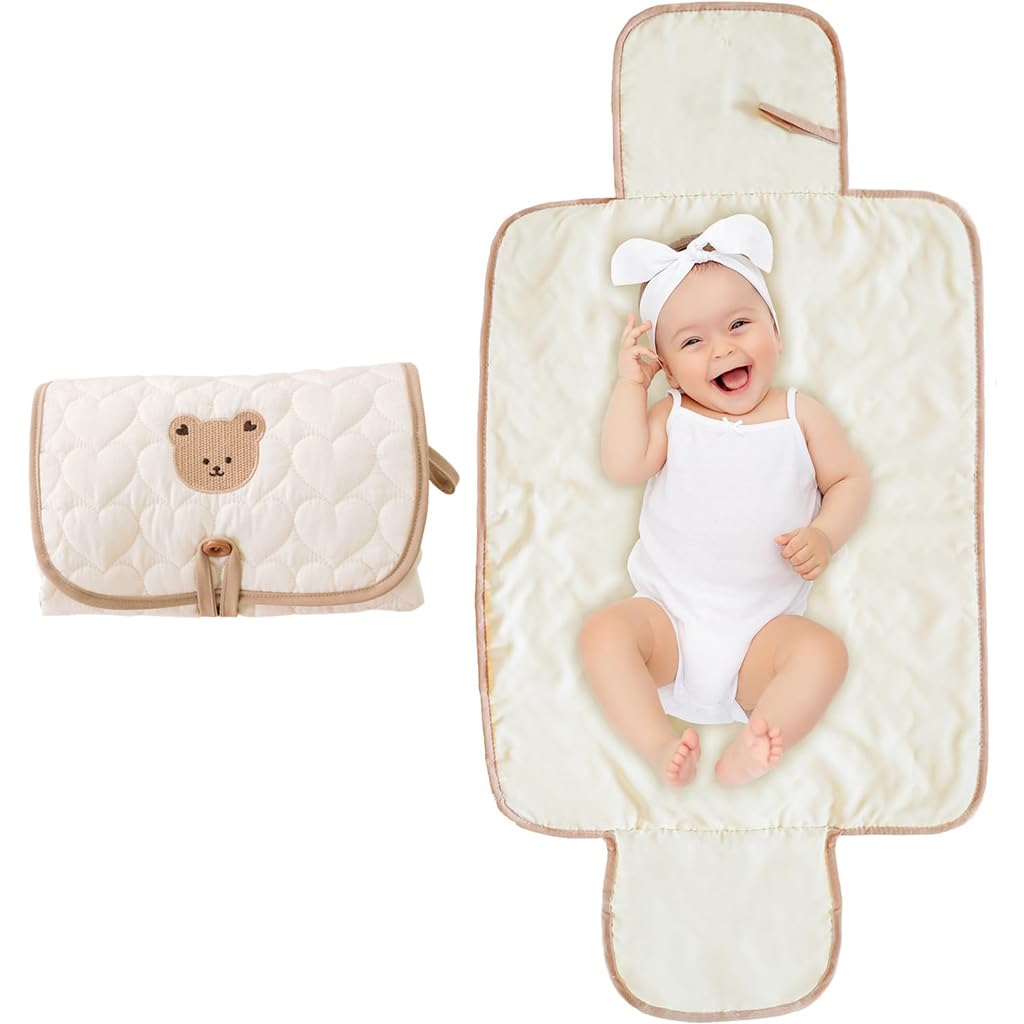 SNOWIE SOFT Diaper Changing Mats for Baby, Folding Cotton Nappy Pads for Babies Diaper Changing Station, Waterproof Diaper Changing Pad Diaper Cover with Button & Organizer Pocket, Christmas Gifts SNOWIE SOFT Diaper Changing Mats for Baby, Folding Cotton Nappy Pads for Babies Diaper Changing Station, Waterproof Diaper Changing Pad Diaper Cover with Button & Organizer Pocket, Christmas Gifts